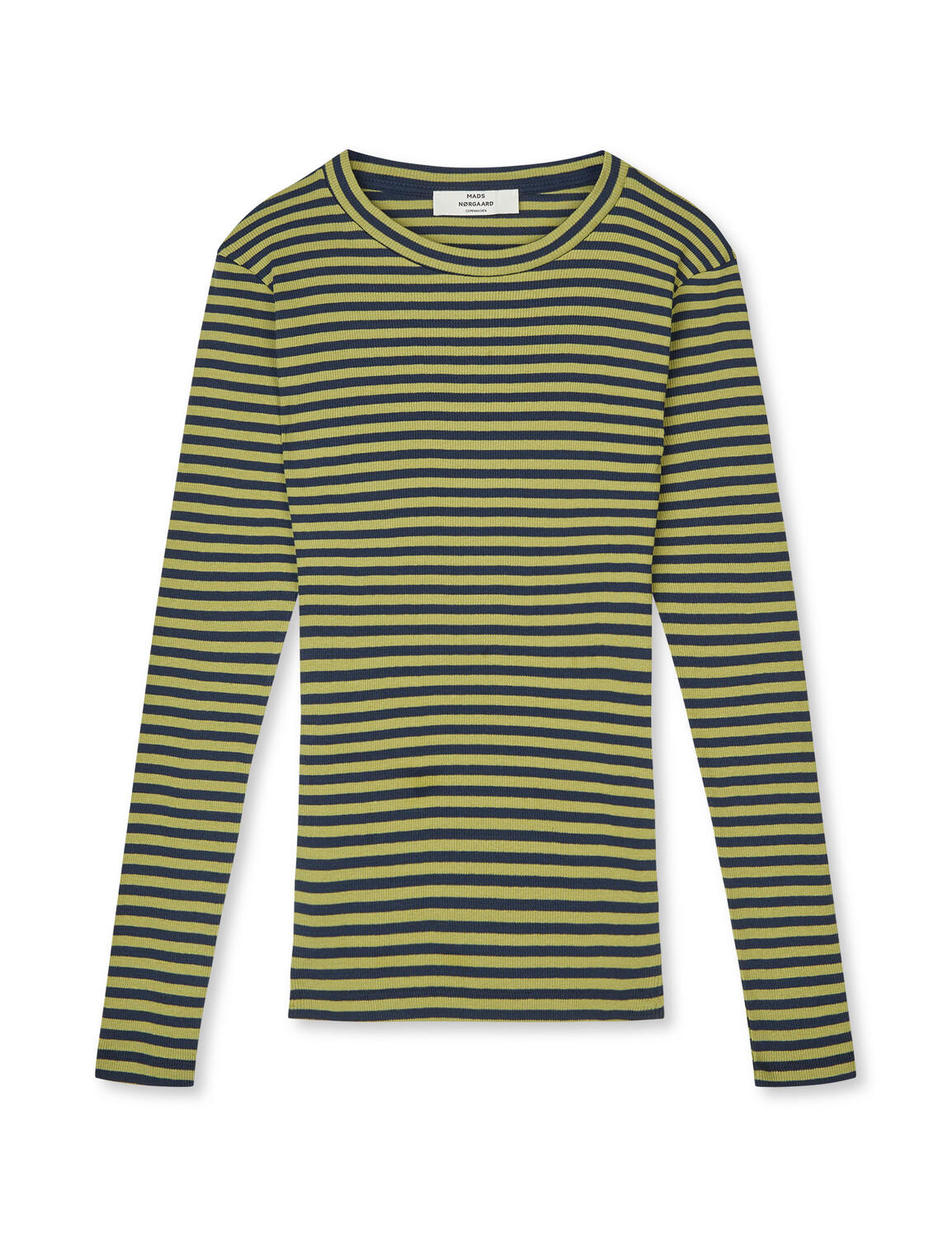 2x2 cotton stripe langærmet t-shirt - Sky captain/Green Olive